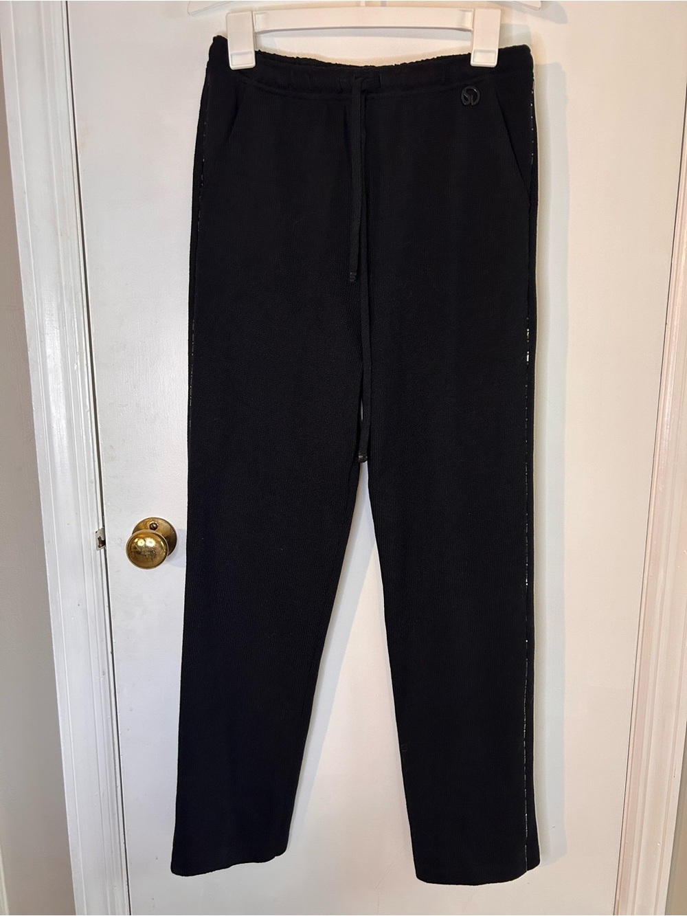 ST JOHN SPORT BY MARIE GRAY BLACK KNIT PULL ON DRAWSTRING PANTS SZ SMALL